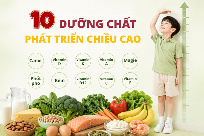 10 dưỡng chất cần thiết cho sự phát triển chiều cao
