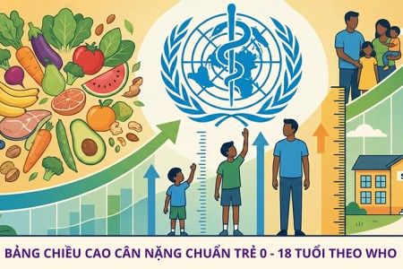Chiều cao cân nặng chuẩn từ 0-18 tuổi theo WHO