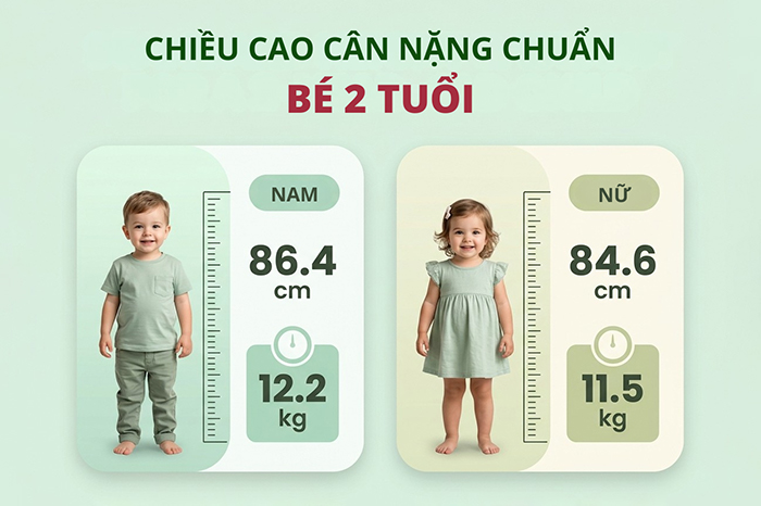 Chiều cao cân nặng bé 2 tuổi theo chuẩn WHO