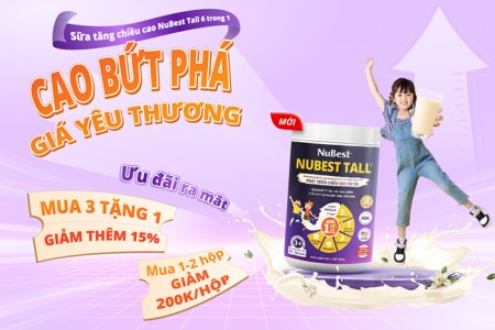 Đánh thức tiềm năng tăng trưởng với sữa tăng chiều cao NuBest Tall 6 trong 1