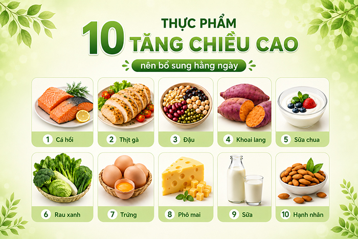 10 thực phẩm tăng chiều cao nên bổ sung hằng ngày