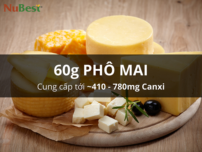 Hàm lượng Canxi có thể được cung cấp trong phô mai