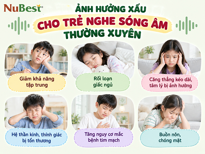 Một số ảnh hưởng xấu khi cho trẻ nghe sóng âm thường xuyên.
