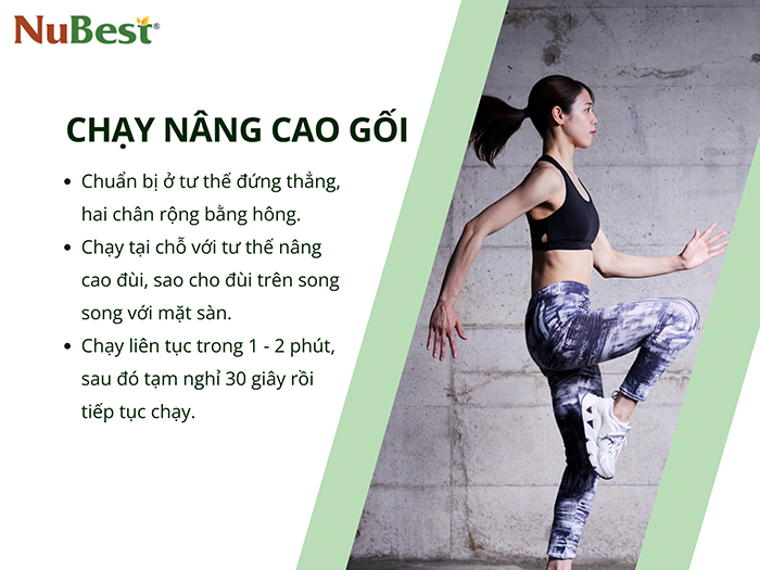 Các bước tập chạy nâng cao gối tại chỗ