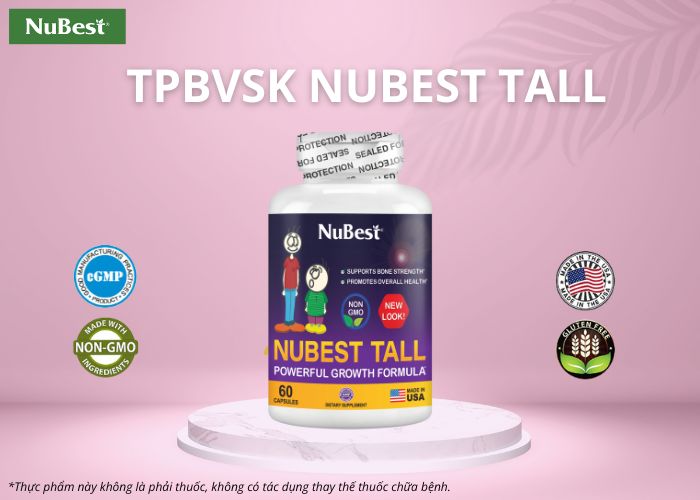 TPBVSK NuBest Tall giúp trẻ bổ sung Canxi, hỗ trợ phát triển xương.