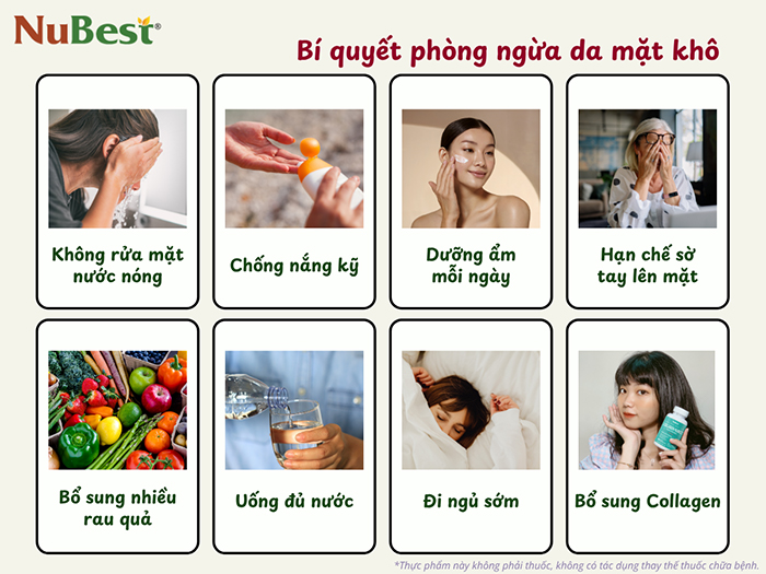Bí quyết phòng ngừa da mặt khô.