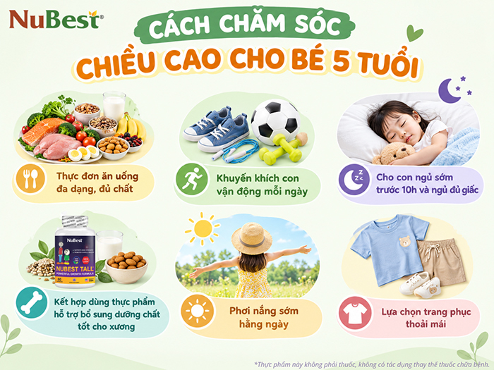 Các cách chăm sóc sức khỏe giúp bé 5 tuổi nhanh tăng chiều cao.