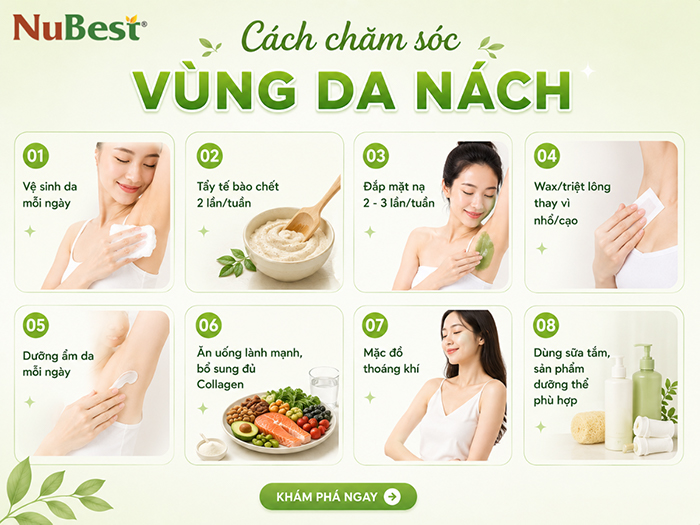 Cách chăm sóc vùng da dưới cánh tay hiệu quả.