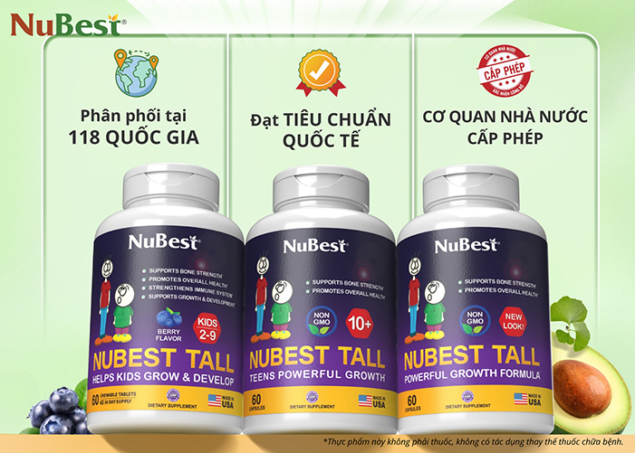 Các loại TPBVSK NuBest Tall hỗ trợ phát triển xương cho trẻ 2 - 18 tuổi