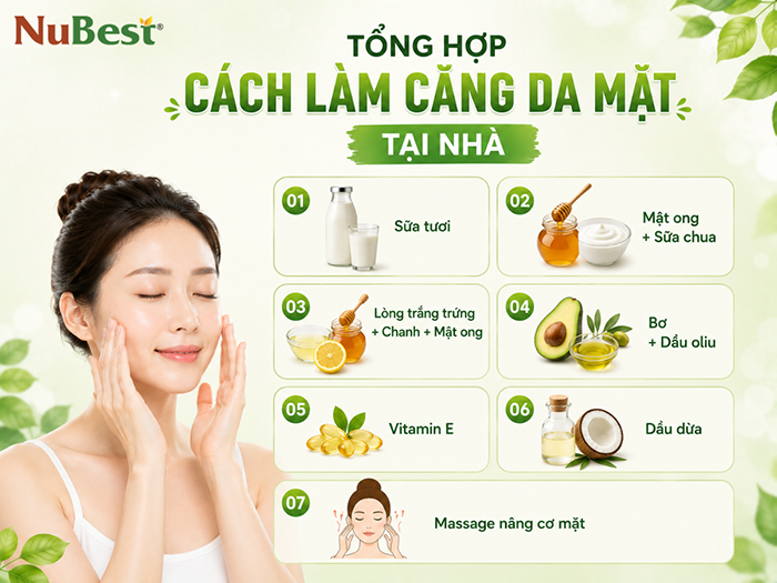 Tổng hợp cách làm căng da mặt tại nhà với liệu pháp tự nhiên.