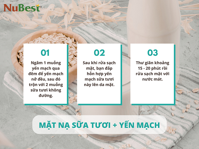 Quy trình sử dụng mặt nạ sữa tươi và yến mạch