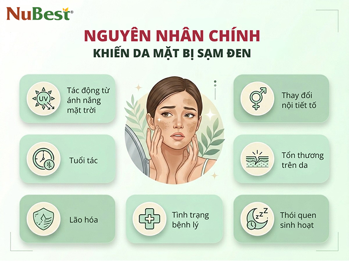 Nguyên nhân chính khiến da mặt bạn bị sạm đen.
