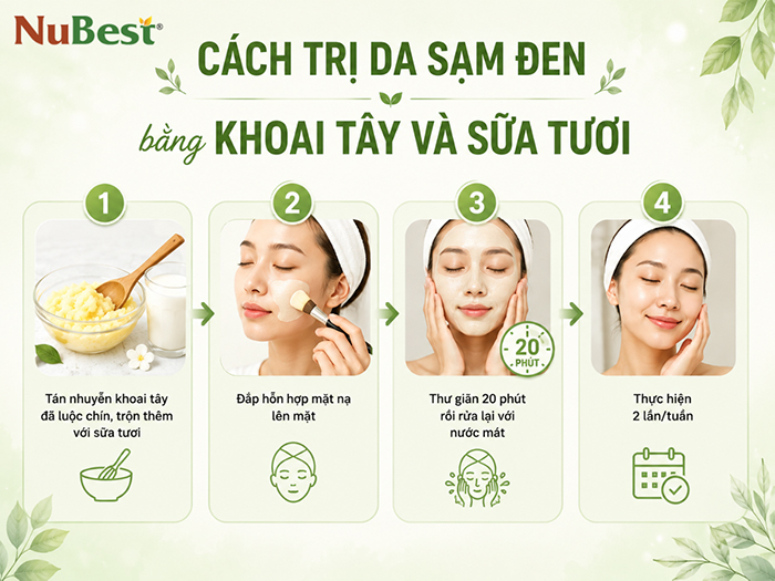Cách trị da sạm đen bằng khoai tây và sữa tươi.