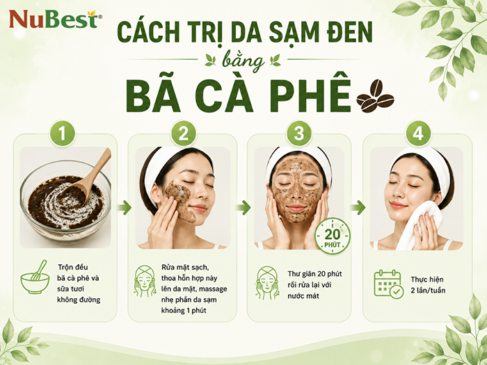 Sử dụng bã cà phê có thể giúp da bớt sạm đen.