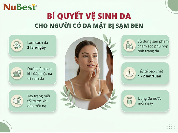 Bí quyết vệ sinh da cho người bị sạm da.
