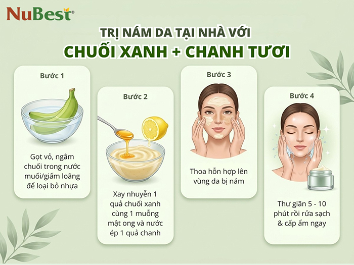 Trị nám da có thể dùng chanh tươi kết hợp chuối xanh.