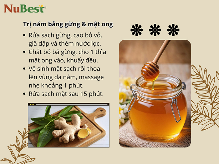 Cách trị nám bằng gừng tươi và mật ong
