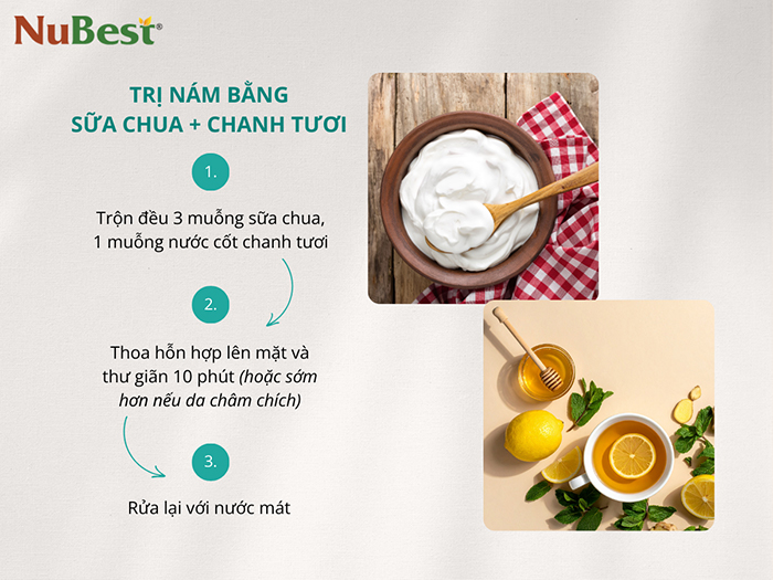 Trị nám bằng sữa chua và chanh tươi cũng hiệu quả không kém