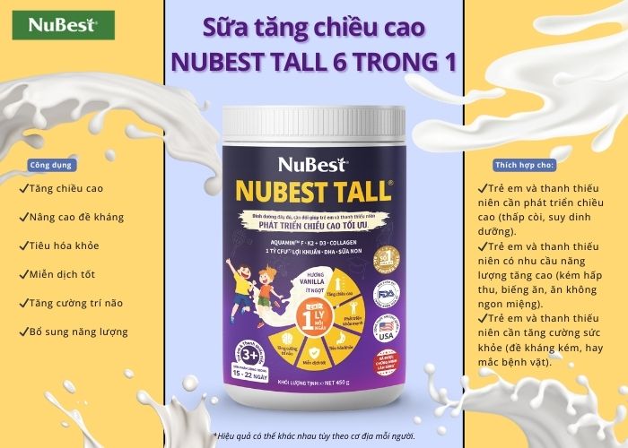 Cải thiện vóc dáng với sữa tăng chiều cao NuBest Tall 6 trong 1