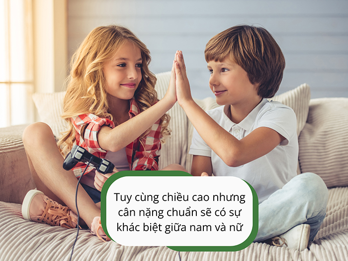 Cùng chiều cao nhưng nữ giới thường sẽ nhẹ hơn nam giới