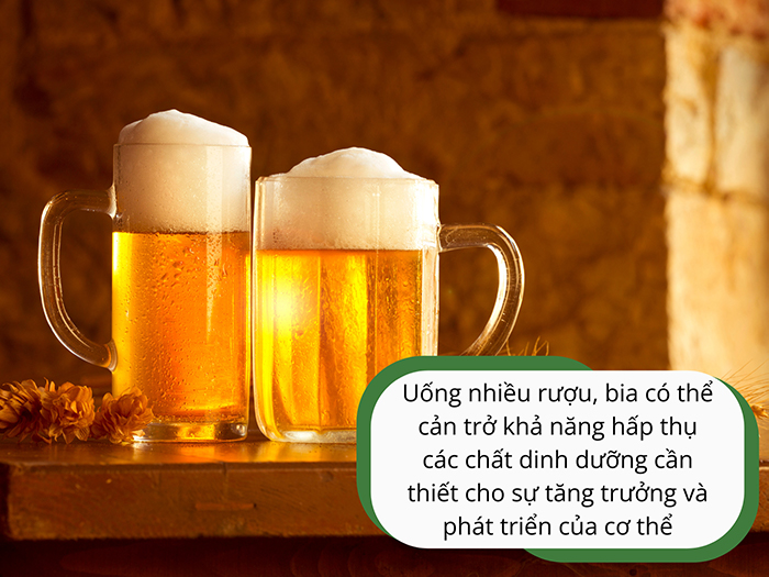 Uống nhiều rượu bia không tốt cho sức khỏe và ảnh hưởng đến quá trình phát triển chiều cao