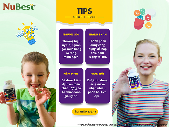 Tiêu chí lựa chọn TPBVSK hỗ trợ tăng chiều cao cho trẻ