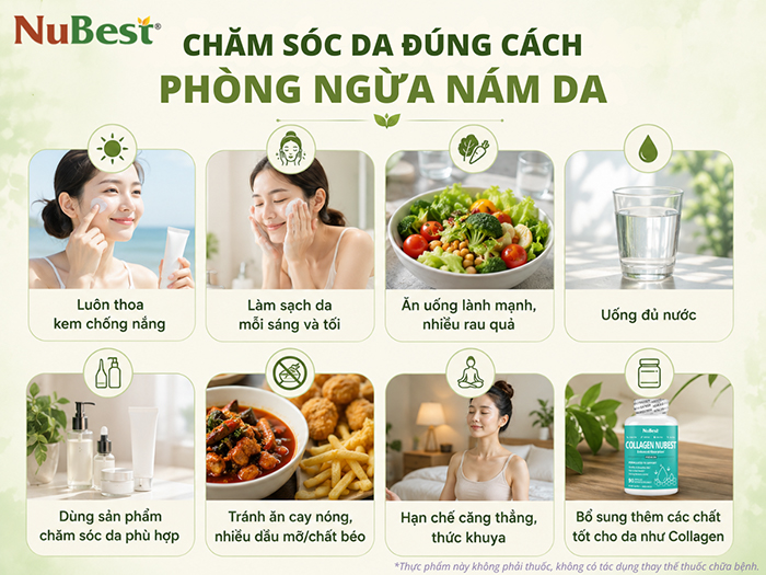 Chăm sóc da đúng cách giúp phòng ngừa nám da.