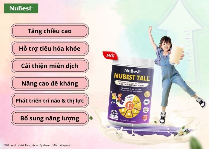 Sản phẩm bổ sung dưỡng chất cải thiện chiều cao cho trẻ 3 - 18 tuổi