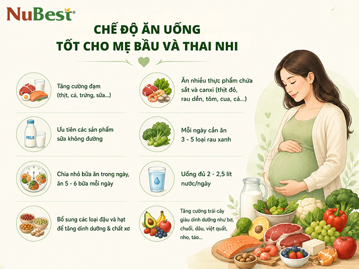 Chế độ ăn uống tốt cho mẹ bầu và thai nhi.