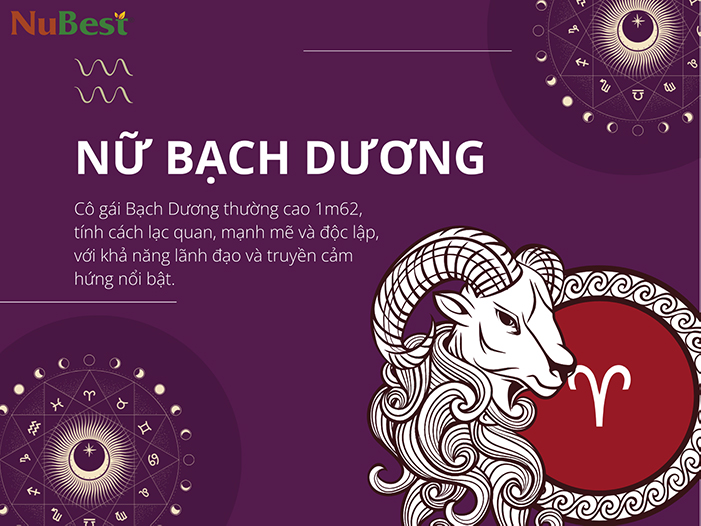 Nữ Bạch Dương thường cao 1m62, có tính cách lạc quan, mạnh mẽ