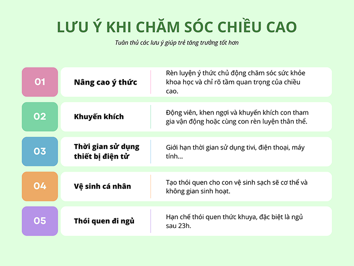 Những điều cần lưu ý khi chăm sóc chiều cao trẻ 7 tuổi