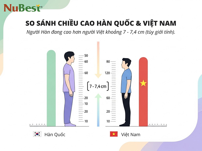 Người Hàn đang cao hơn người Việt 7 - 7,4 cm.