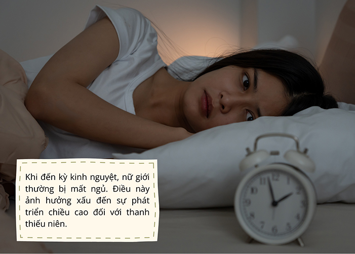 Mất ngủ khi đến kỳ kinh nguyệt có thể ảnh hưởng đến chiều cao