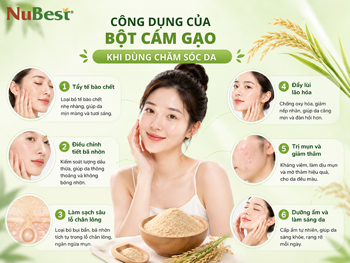 Công dụng của bột cám gạo khi dùng chăm sóc da