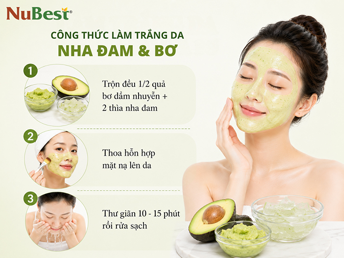 Cách làm trắng da bằng bơ và nha đam