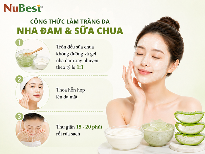 Các bước làm trắng da với công thức nha đam và sữa chua