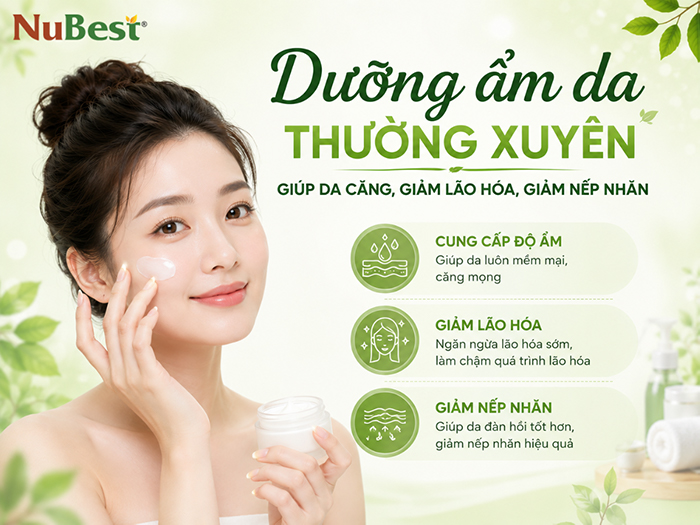 Da cần được dưỡng ẩm để ngăn lão hóa như nếp nhăn