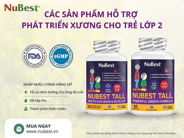 Các loại thực phẩm hỗ trợ phát triển xương từ Mỹ phù hợp với trẻ lớp 2