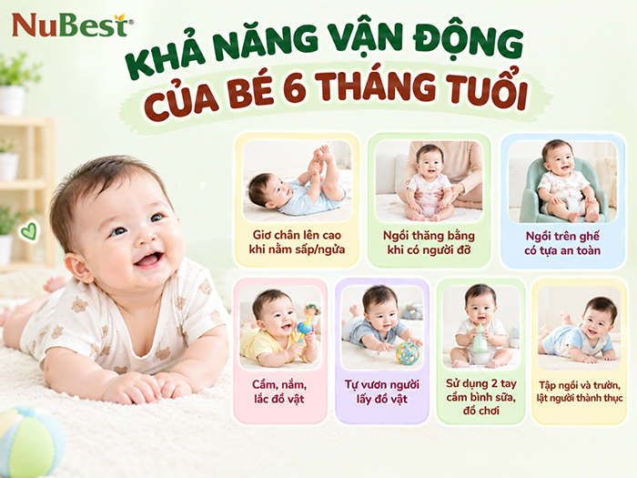 Khả năng vận động của bé 6 tháng tuổi.