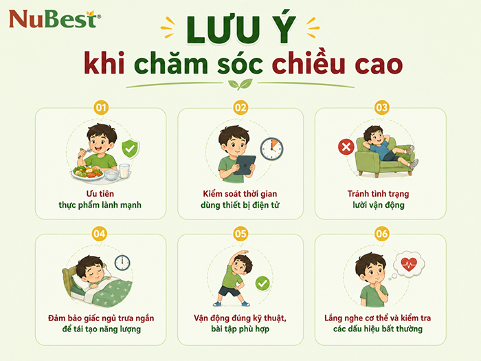 Các vấn đề cần lưu ý khi chăm sóc cho chiều cao