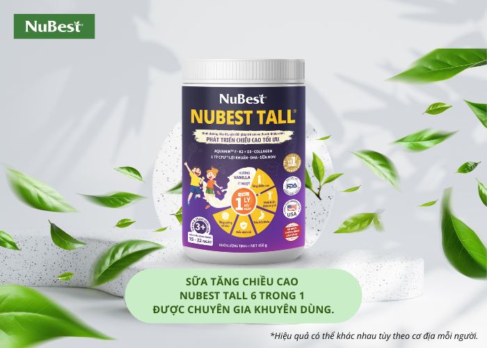 Sữa tăng chiều cao NuBest Tall 6 trong 1 giúp trẻ cải thiện chiều cao hiệu quả.