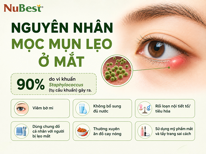 Mụn lẹo có thể xuất hiện do nhiều nguyên nhân.
