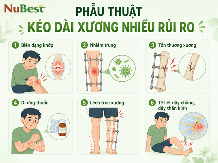 Phẫu thuật kéo dài xương nhiều rủi ro và tốn chi phí, thời gian.