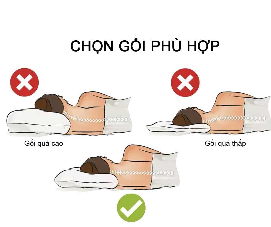 không chọn gối quá cao hoặc quá thấp