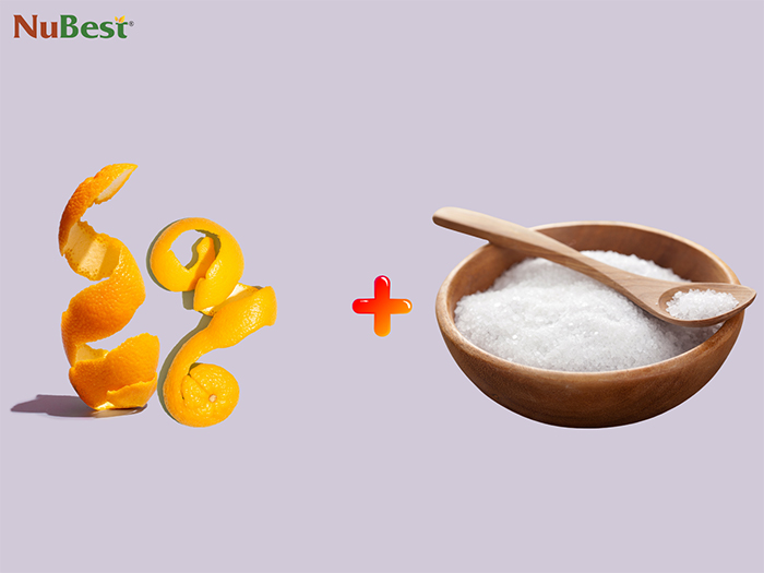 Xông hơi với vỏ cam tươi và muối biển xay mịn