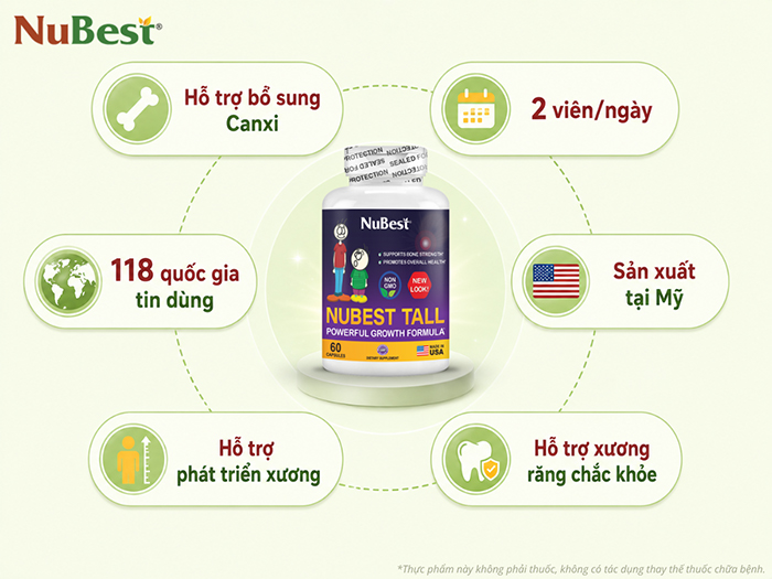 TPBVSK NuBest Tall được tin chọn hỗ trợ bổ sung Canxi cho độ tuổi 5 - 18.