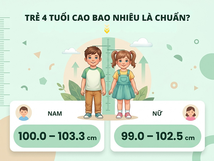 Chiều cao chuẩn của trẻ 4 tuổi.