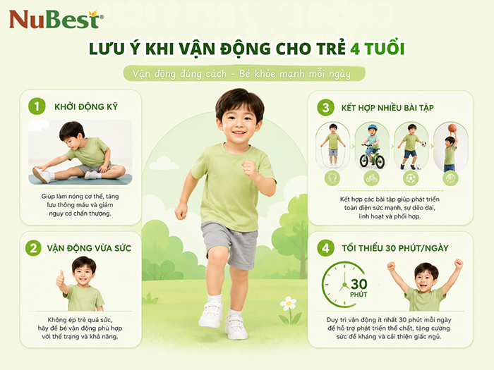 Lưu ý khi vận động giúp con tăng cường sức khỏe và phát triển chiều cao.