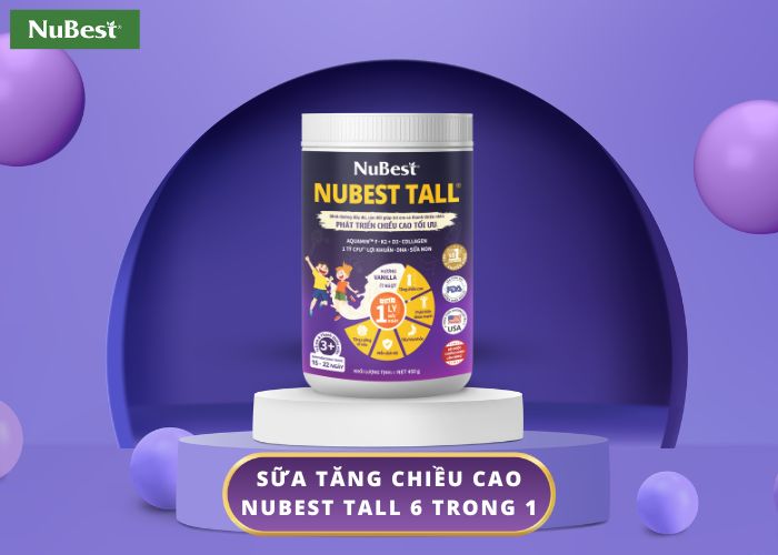 Sữa tăng chiều cao NuBest Tall 6 trong 1 giúp trẻ tăng chiều cao và phát triển toàn diện.