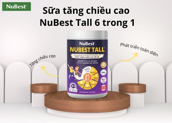 Sữa tăng chiều cao NuBest Tall 6 trong 1 giúp trẻ tăng chiều cao và phát triển toàn diện.